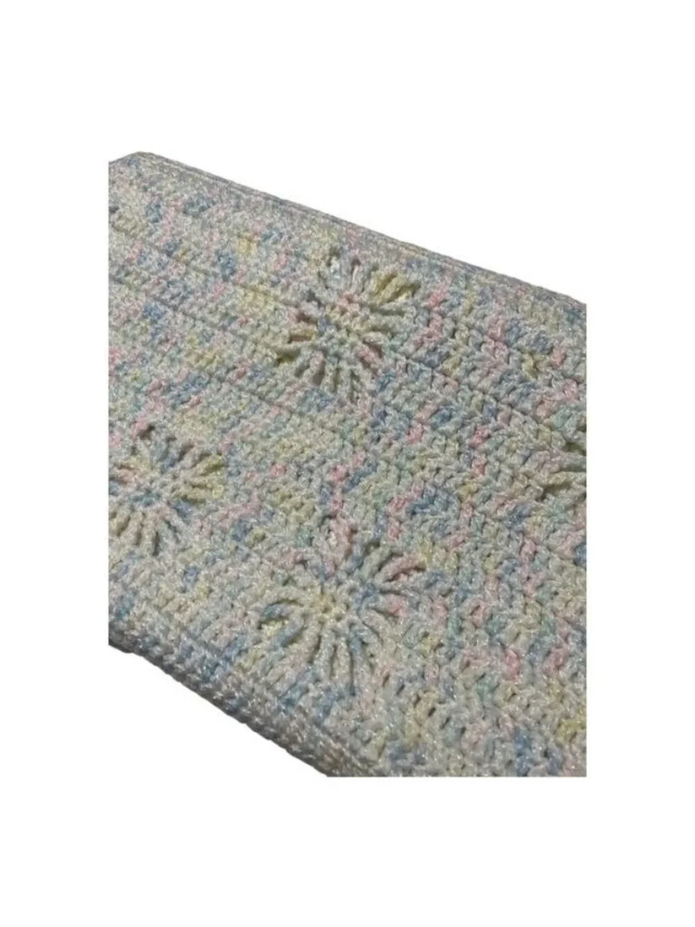 Hand Crocheted Pastel Baby Blanket Throw Afghan 30x35 Handmade Nursery Lap Blank